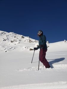 client skiing after her ACLR